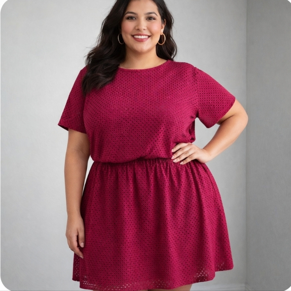 Pennington| Burgundy Waffer Knit A-Line Skirt Plus Size